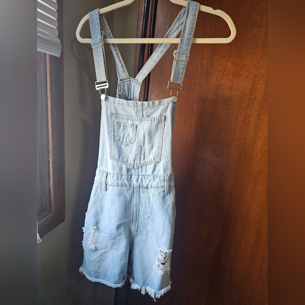 Light blue denim jumpsuit
